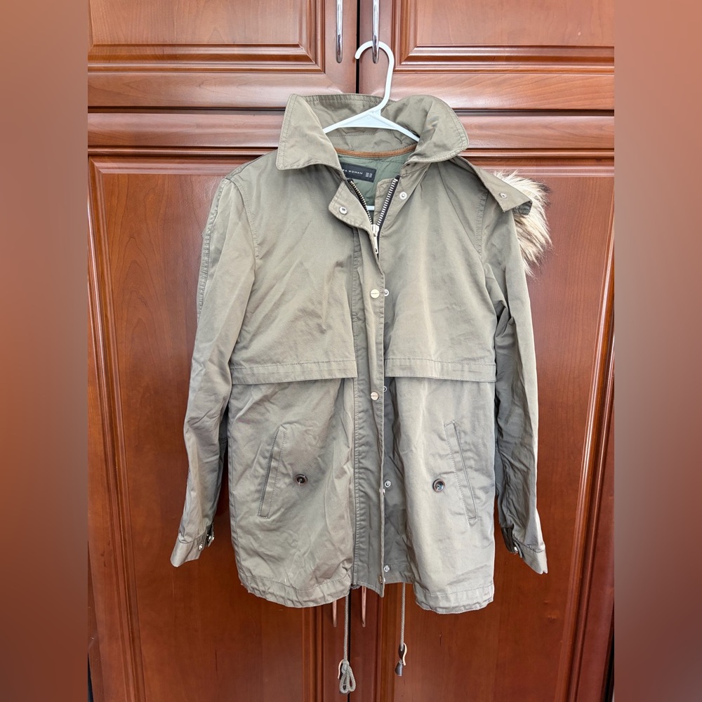 Zara Cotton Jacket & Vest removable with Faux Fur Trim Hood - Picture 2 of 10